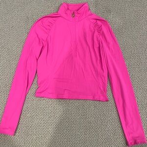 Lilly Pulitzer hot pink marion mesh panel cropped 1/4 zip - size small
